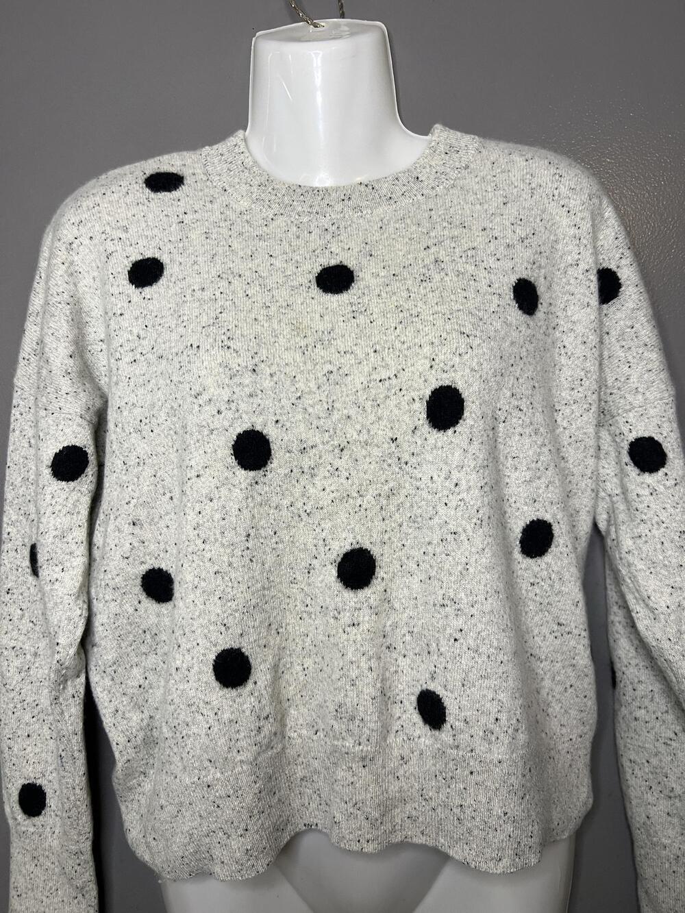 Madewell Sweater Womens Small Gray Polka Dot 100% Cashmere Crew Neck Pullover